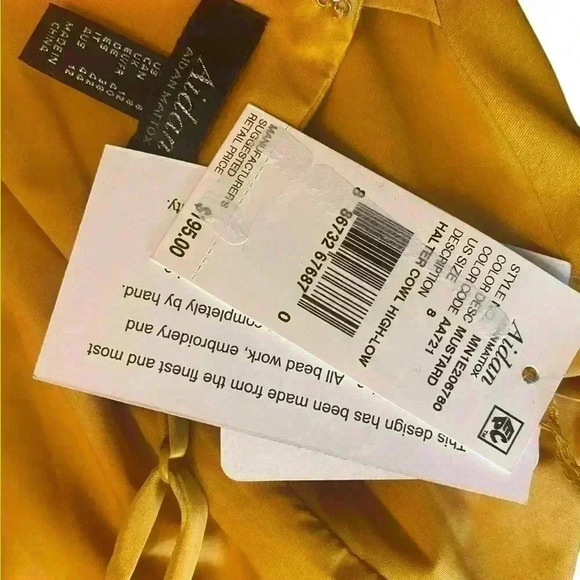 Aiden Halter Cowl High-Low Mustard Dress - Picture 8 of 9